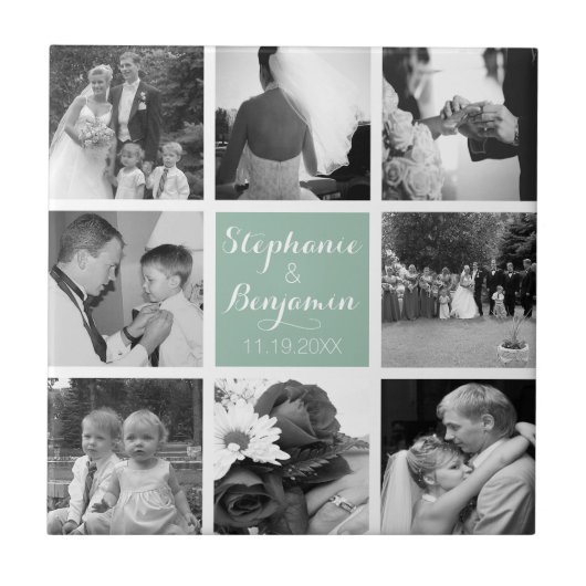 独自のフォトコラージュ結婚モノグラムの作成 タイル (正面)