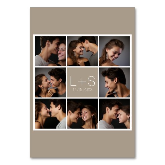 独自のフォトコラージュ結婚モノグラムの作成 テーブルナンバー (正面)