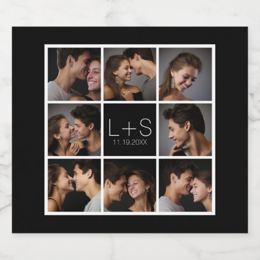 独自のフォトコラージュ結婚モノグラムの作成 ビールラベル (シングルラベル)