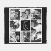独自のフォトコラージュ結婚モノグラムの作成 フリースブランケット (正面(横))