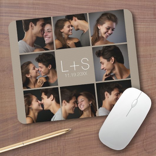 独自のフォトコラージュ結婚モノグラムの作成 マウスパッド
