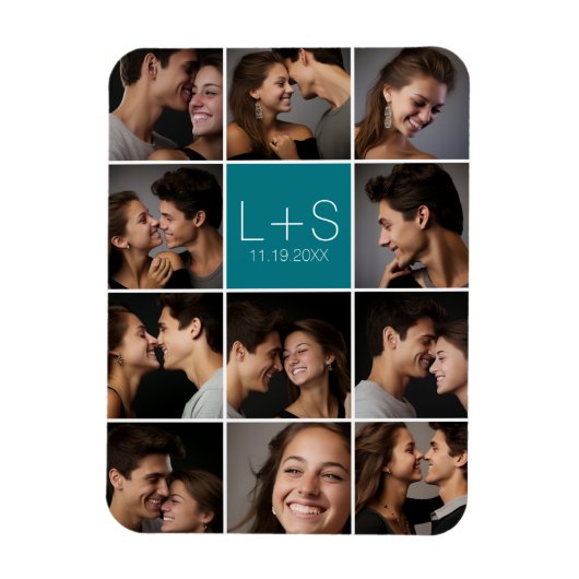 独自のフォトコラージュ結婚モノグラムの作成 マグネット (縦)