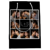 独自のフォトコラージュ結婚モノグラムの作成 ミディアムペーパーバッグ (正面)