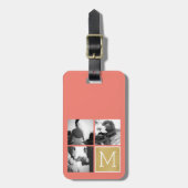 独自のフォトコラージュ結婚モノグラムの作成 ラゲッジタグ (正面縦)