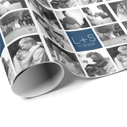 独自のフォトコラージュ結婚モノグラムの作成 ラッピングペーパー (ロールコーナー)