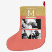 独自のフォトコラージュ結婚モノグラムの作成 ラージクリスマスストッキング (裏面)