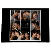 独自のフォトコラージュ結婚モノグラムの作成 ラージペーパーバッグ (正面)