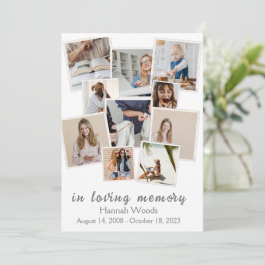 独自のフォトコラージュ葬儀を作成する 招待状 (スタンド正面)