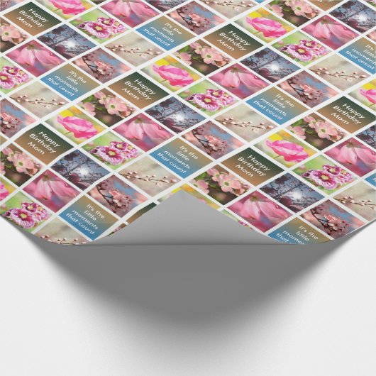 独自のフォトコラージュ誕生日Momの作成 ラッピングペーパー (角)