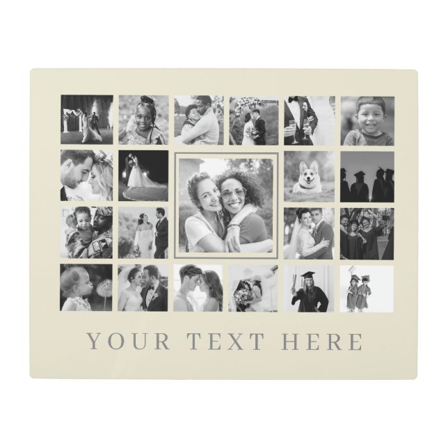 独自のフォトコラージュ21枚の写真を作成する メタルプリント (正面)