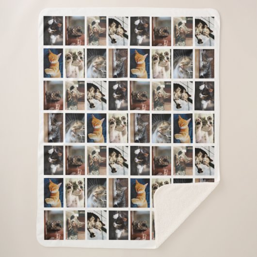 独自のフォトコラージュ8枚の写真を白で作成 シェルパブランケット (正面)