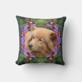 独自のフォトバタフライアスター花フレームを作成 クッション (正面)