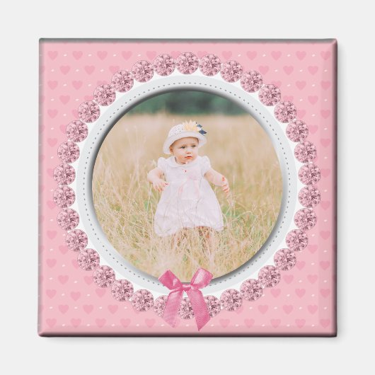 独自のフォトピカスタムックピンクをパーソナライズされた作成 マグネット (正面)
