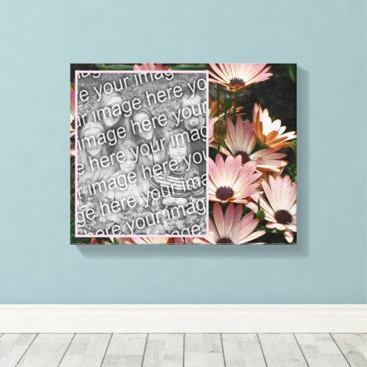 独自のフォトピンクのアフリカのデイジー花を作成 キャンバスプリント (インサイチュ (ウッドフロア))