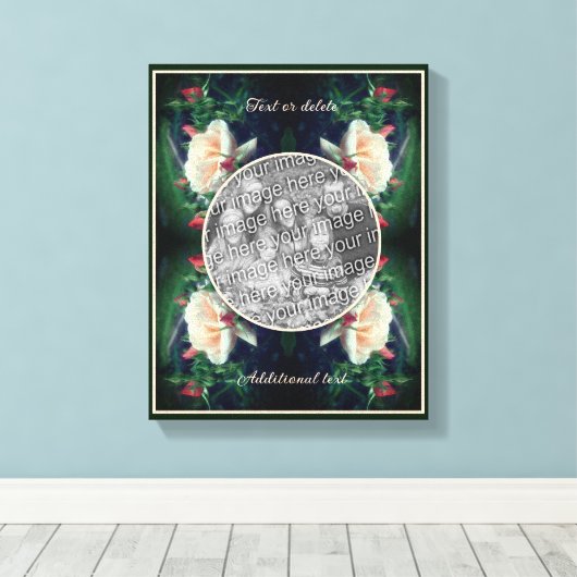 独自のフォトピーチバラと芽を作成 キャンバスプリント (インサイチュ (ウッドフロア))