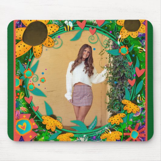 独自のフォトフローラガーリーハートの作成エレガント マウスパッド (正面)