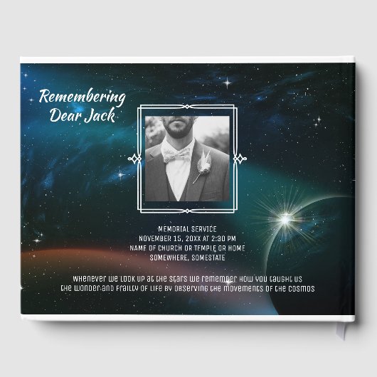 独自のフォトメモリアル銀河系星惑星の追加 ゲストブック (裏面)