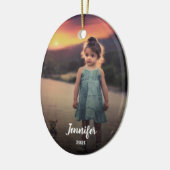 独自のフォトモノグラム名の休日を作成する セラミックオーナメント (左)