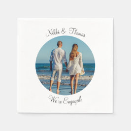 独自のフォト婚約名のカップルの作成 スタンダードカクテルナプキン