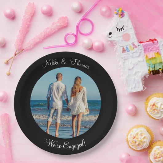 独自のフォト婚約名のカップルの作成 ペーパープレート (パーティー)