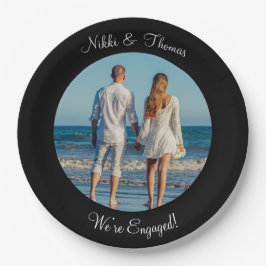 独自のフォト婚約名のカップルの作成 ペーパープレート