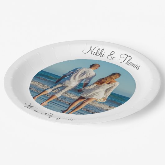 独自のフォト婚約名のカップルの作成 ペーパープレート (アングル)