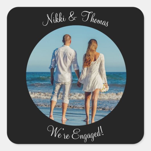 独自のフォト婚約名スクリプトの作成 スクエアシール (正面)