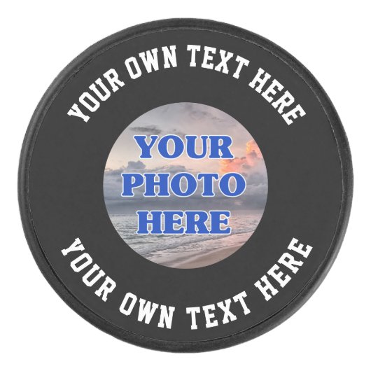 独自のフォト文字の作成パーソナライズされた アイスホッケーパック (正面)