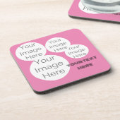 独自のフォト文字テンプレートピンク コースター (左側)