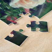 独自のフォト桃のバラと芽のフレームを作成 ジグソーパズル (側面)