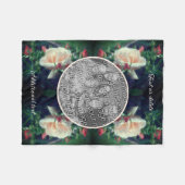 独自のフォト桃のバラと芽のフレームを作成 フリースブランケット (正面(横))