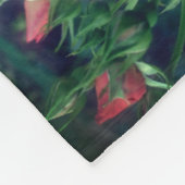 独自のフォト桃のバラと芽のフレームを作成 フリースブランケット (角)