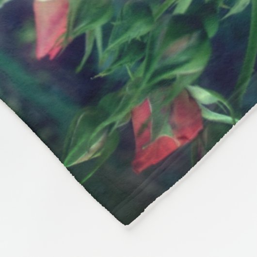 独自のフォト桃のバラと芽のフレームを作成 フリースブランケット (角)