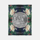 独自のフォト桃のバラと芽のフレームを作成 フリースブランケット (正面)