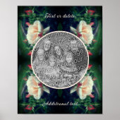 独自のフォト桃のバラと芽のフレームを作成 ポスター (正面)