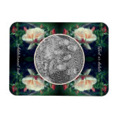 独自のフォト桃のバラと芽のフレームを作成 マグネット (横)