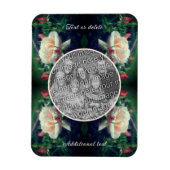 独自のフォト桃のバラと芽のフレームを作成 マグネット (縦)