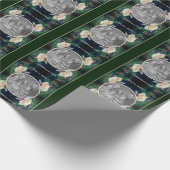 独自のフォト桃のバラと芽のフレームを作成 ラッピングペーパー (角)