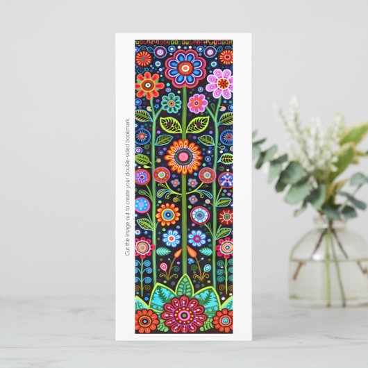 独自のフォークアートフラワーブックマークカードの作成 (スタンド正面)