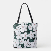 独自のフローラと文字のサマーグリーンホワイトを作成 トートバッグ (裏面)