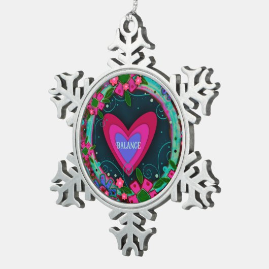 独自のフローラインスピレーションのかわいらし作成 スノーフレークピューターオーナメント (右)