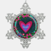 独自のフローラインスピレーションのかわいらし作成 スノーフレークピューターオーナメント (正面)