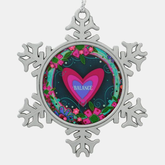 独自のフローラインスピレーションのかわいらし作成 スノーフレークピューターオーナメント (正面)