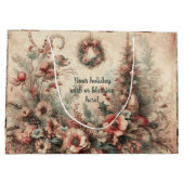 独自のフローラビクトリアンクリスマスリースの作成 ラージペーパーバッグ (裏面)