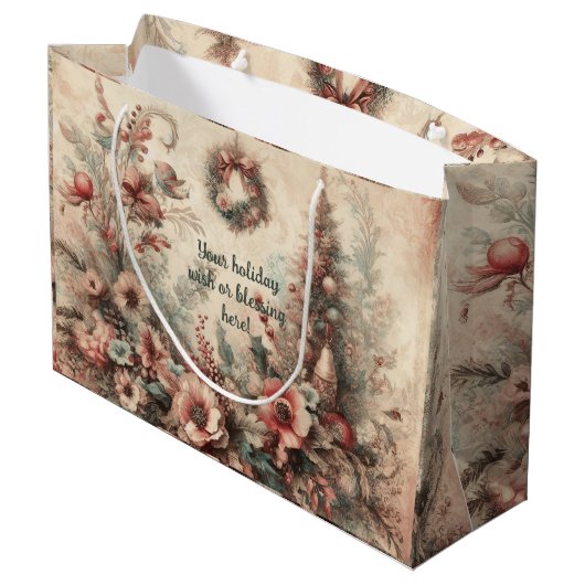 独自のフローラビクトリアンクリスマスリースの作成 ラージペーパーバッグ (裏面アングル)