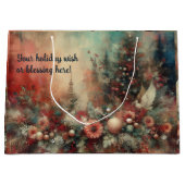 独自のフローラビクトリアンクリスマス鳩の作成 ラージペーパーバッグ (正面)