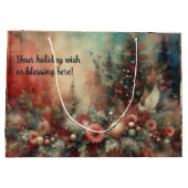 独自のフローラビクトリアンクリスマス鳩の作成 ラージペーパーバッグ (裏面)