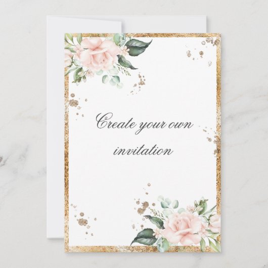 独自のフローラピンク金ゴールドスクリプトの結婚作成 招待状 (正面)