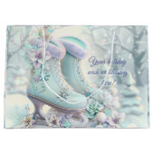 独自のフローラファンシークリスマススケートを作成 ラージペーパーバッグ (正面)