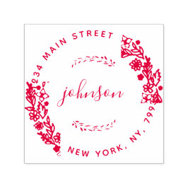 独自のフローララウンドモダン差出人住所の作成 セルフインキングスタンプ